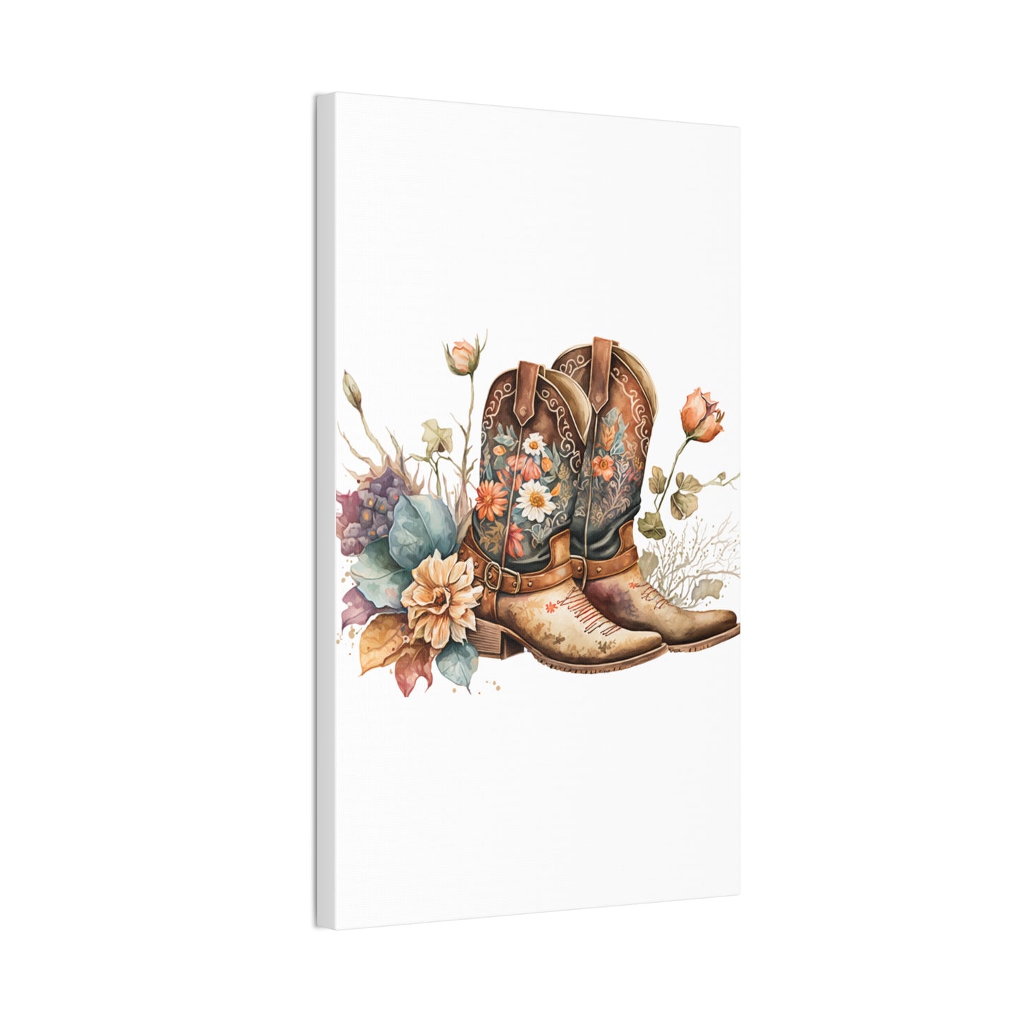 Floral Cowboy Boots Canvas Art