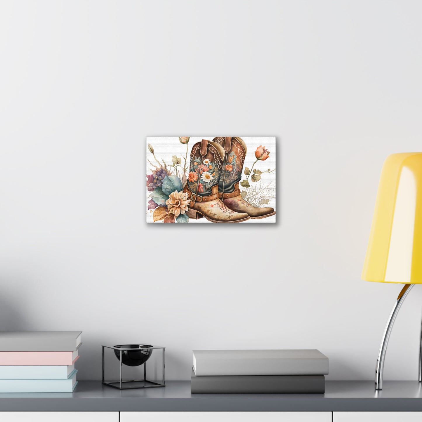 Floral Cowboy Boots Canvas Art