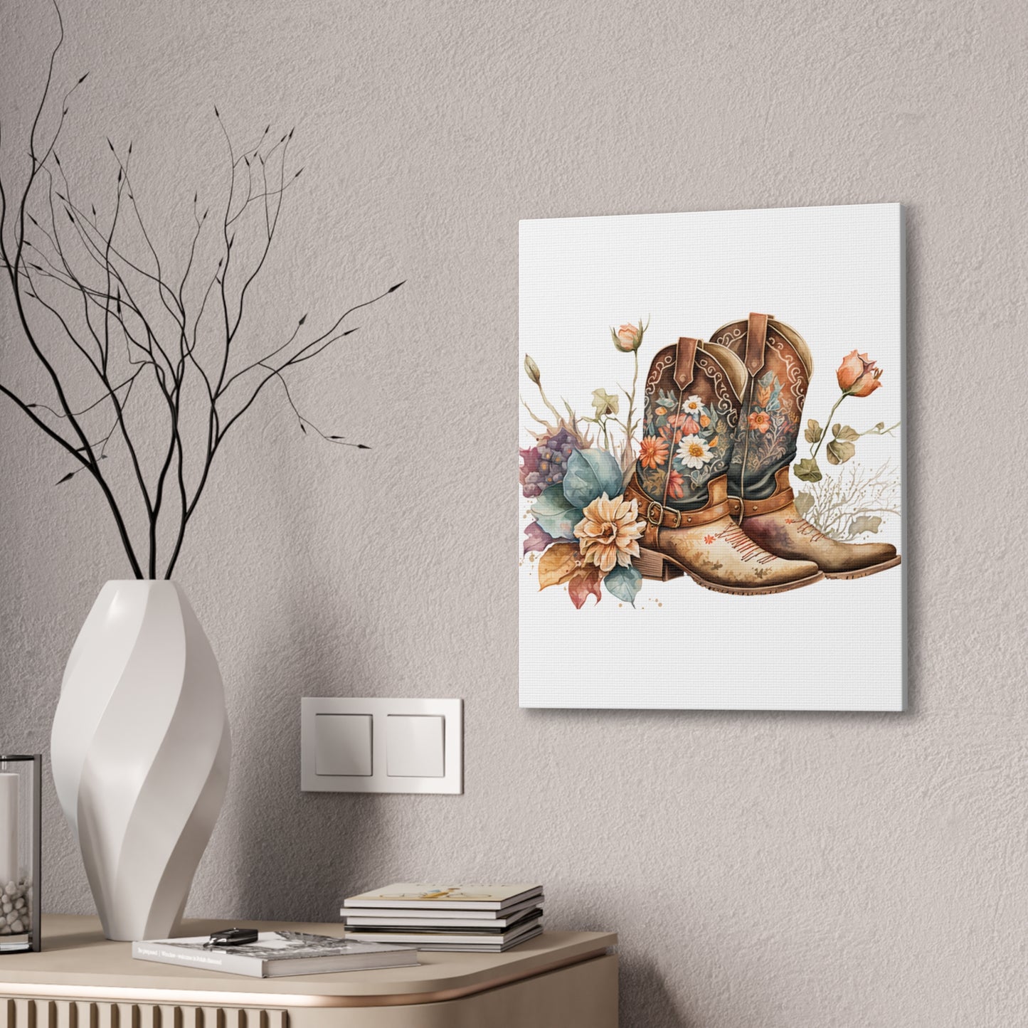 Floral Cowboy Boots Canvas Art