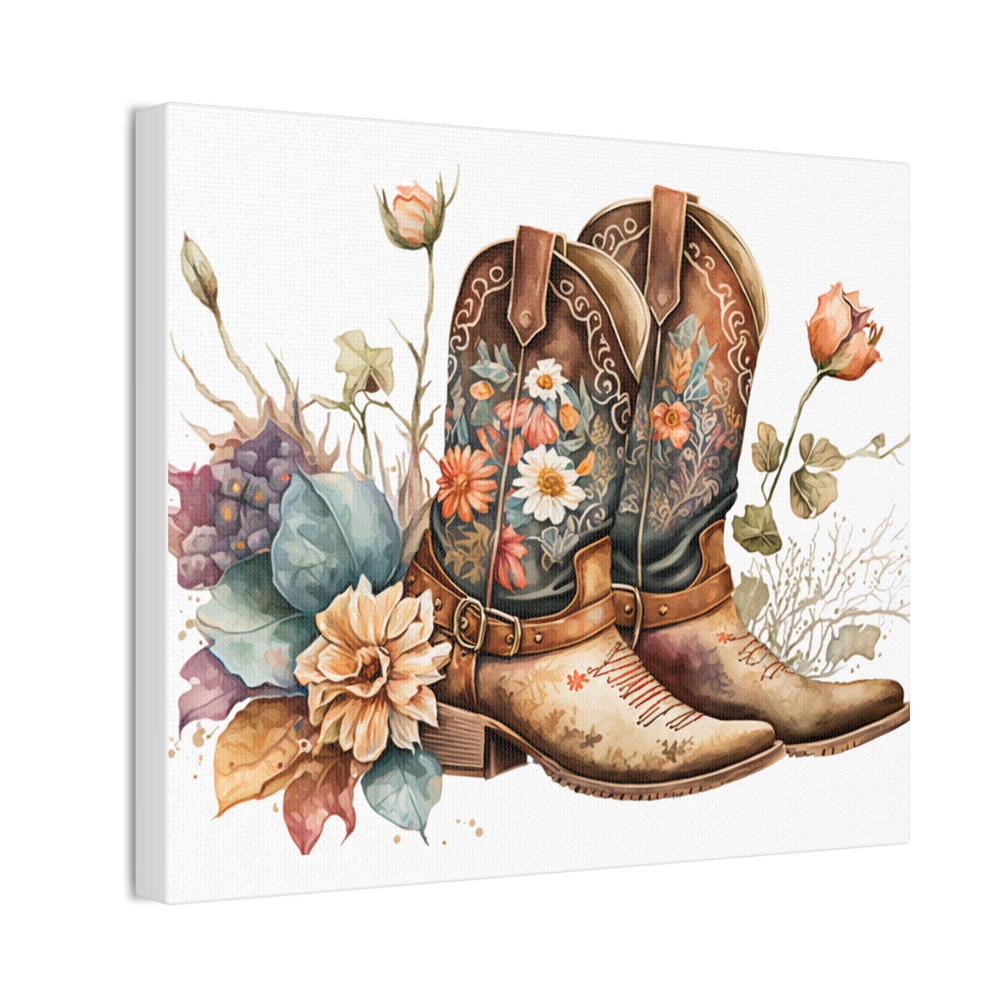 Floral Cowboy Boots Canvas Art
