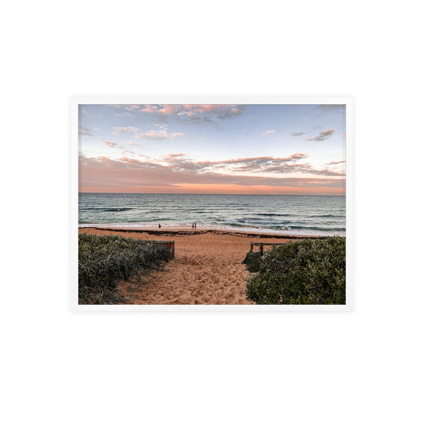 Beach Sunset Wooden Frame Poster