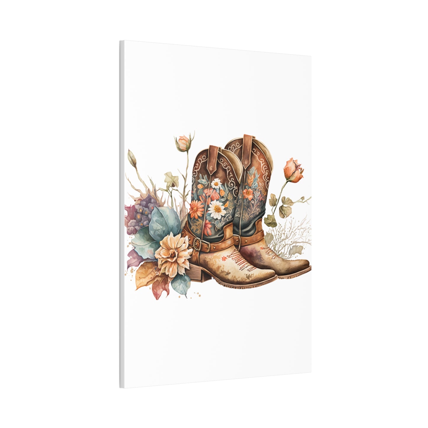 Floral Cowboy Boots Canvas Art