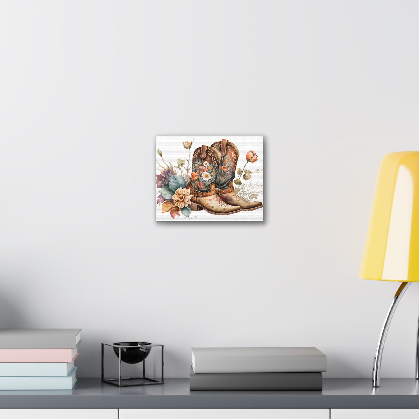 Floral Cowboy Boots Canvas Art