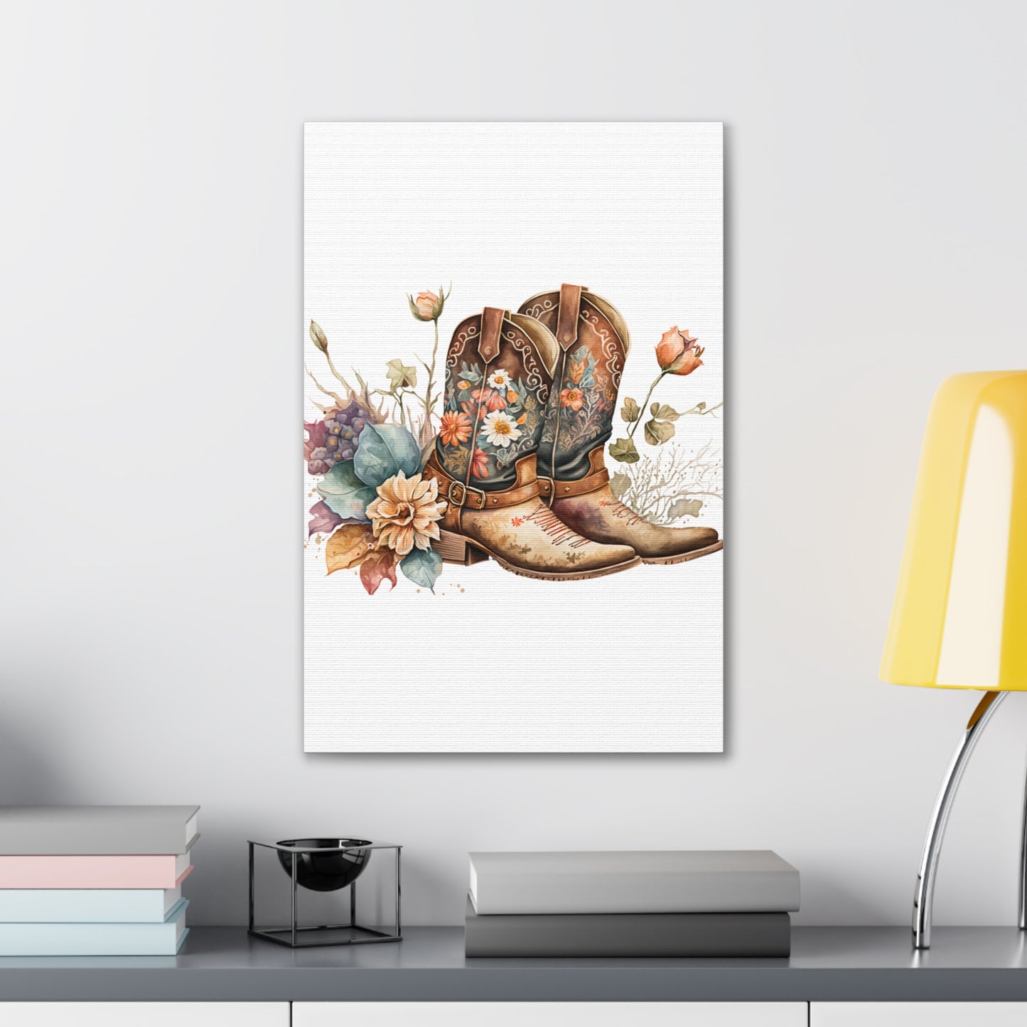 Floral Cowboy Boots Canvas Art