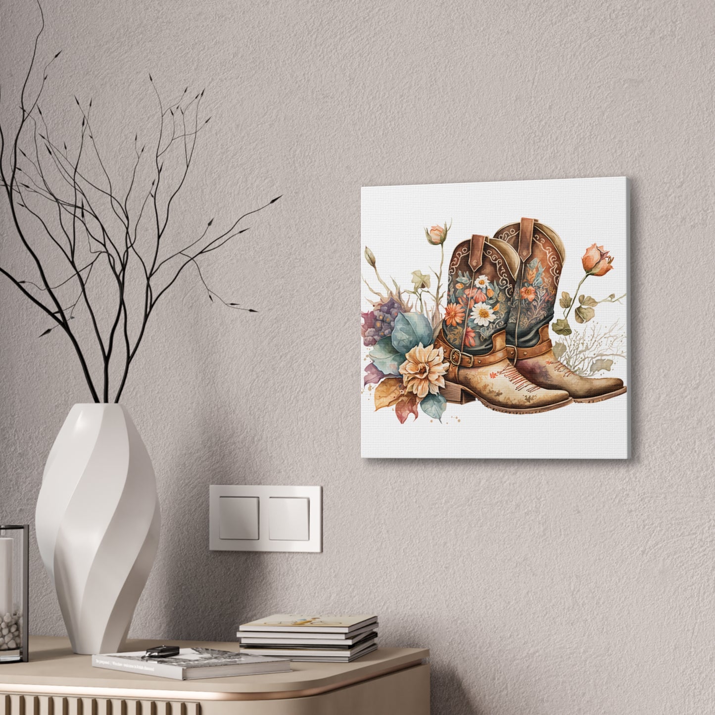 Floral Cowboy Boots Canvas Art
