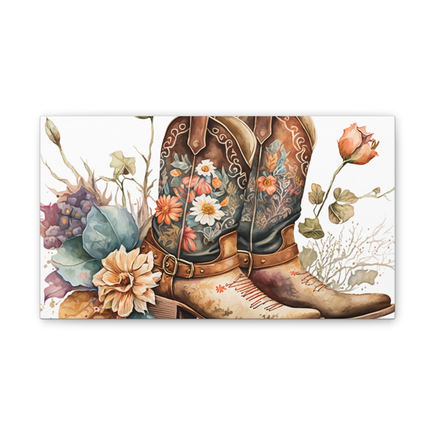 Floral Cowboy Boots Canvas Art
