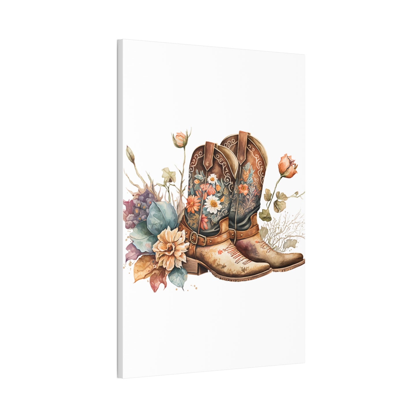 Floral Cowboy Boots Canvas Art