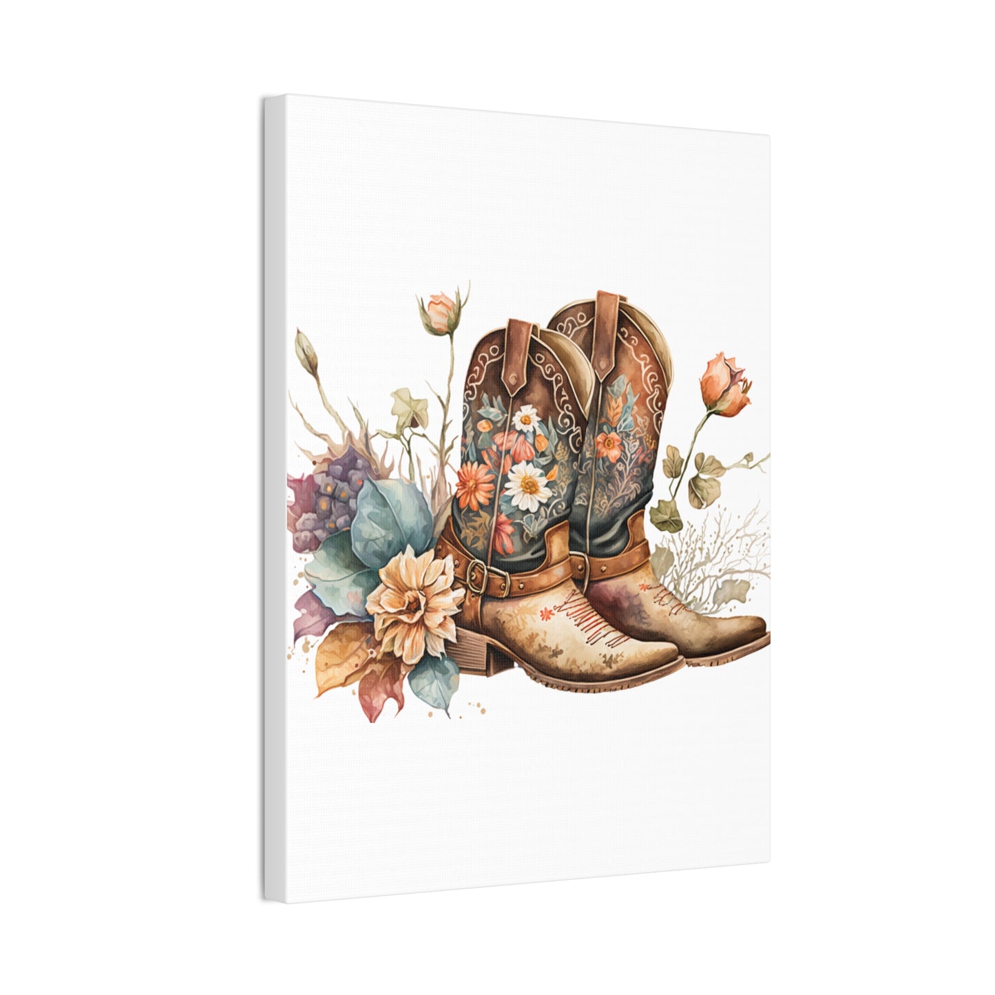 Floral Cowboy Boots Canvas Art